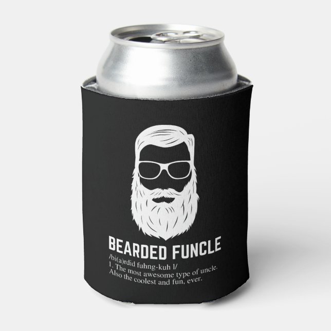 Bearded Funcle Funny Uncle Definition Can Cooler (Can Front)
