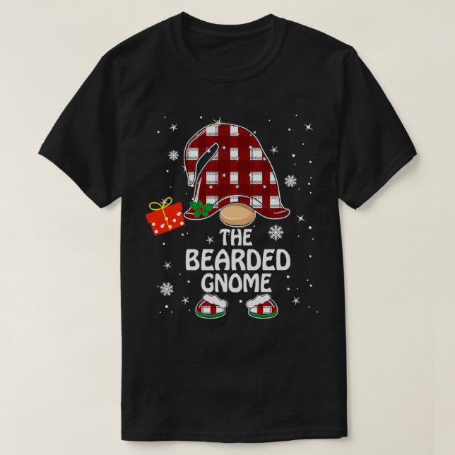 Bearded Gnome Buffalo Plaid Matching 25 T-Shirt (Design Front)
