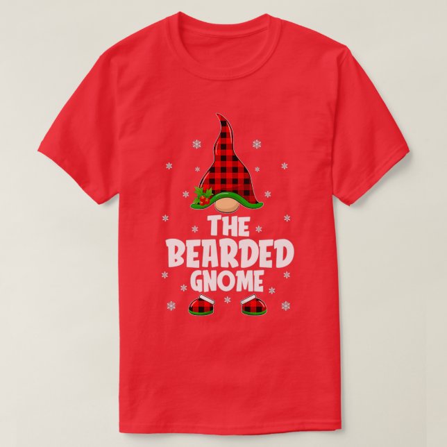 Bearded Gnome Buffalo Plaid Matching 3 T-Shirt (Design Front)