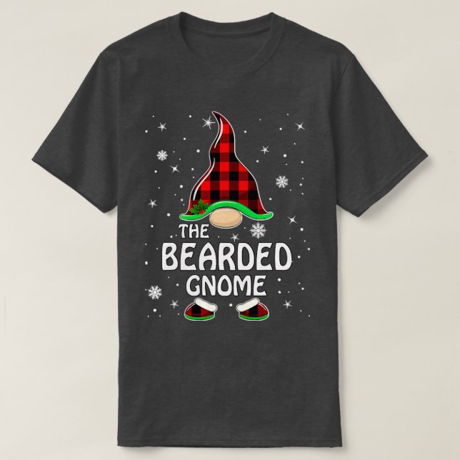 Bearded Gnome Buffalo Plaid Matching 60 T-Shirt (Design Front)