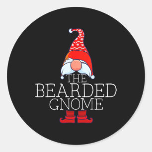 Bearded Gnome Family Matching Group Christmas Outf Classic Round Sticker