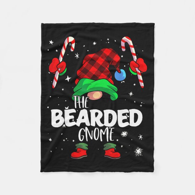 Bearded Gnome Red Buffalo Plaid Matching Family Ch Fleece Blanket (Front)
