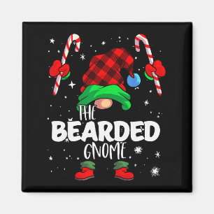 Bearded Gnome Red Buffalo Plaid Matching Family Ch Magnet