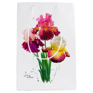 Bearded iris and splashes of watercolor painting medium gift bag