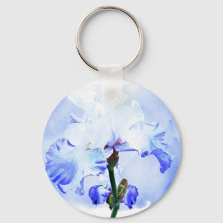 Bearded Iris - Blue And White Key Ring