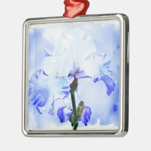 Bearded Iris - Blue And White Metal Tree Decoration