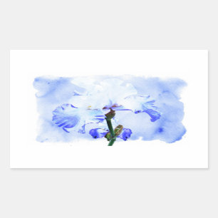 Bearded Iris - Blue And White Rectangular Sticker