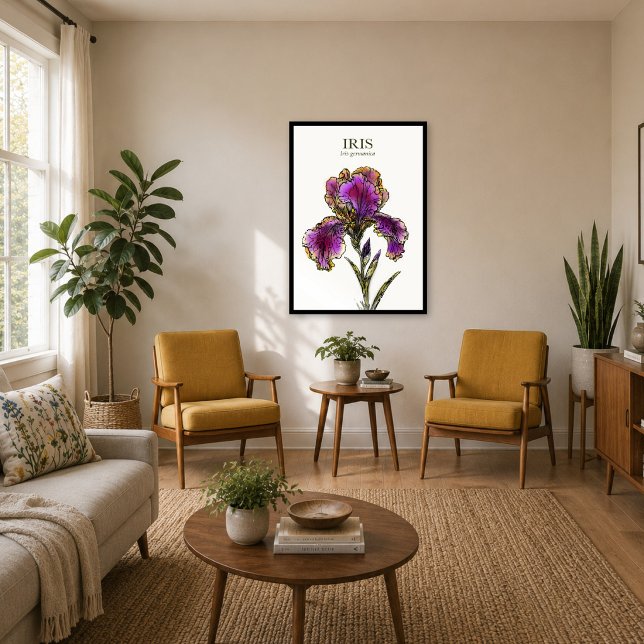 Bearded Iris Botanical Art Print (Imagine this botanical print bringing warmth to your favorite room.)