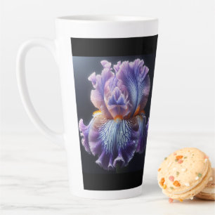 Bearded Iris Floral Purple and Blue Latte Mug