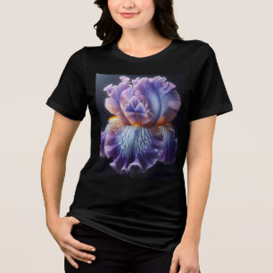 Bearded Iris Floral Purple and Blue Tri-Blend Shirt