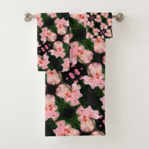 Bearded Iris Flower In Peach Abstract Pattern Bath Towel Set