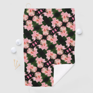 Bearded Iris Flower In Peach Abstract Pattern Golf Towel