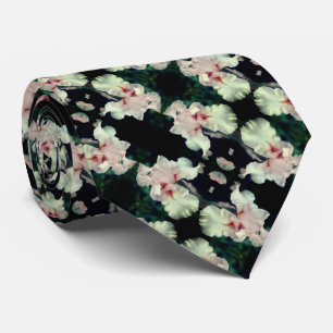 Bearded Iris Flower In Peach Abstract Pattern    Tie