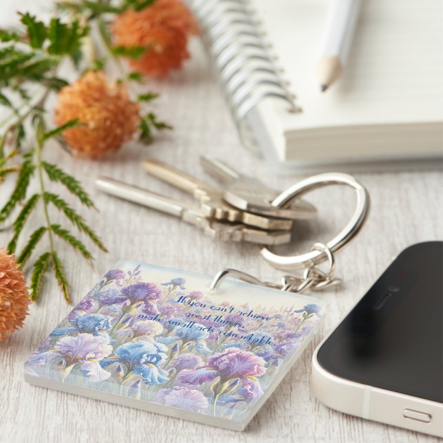 Bearded Iris & Quote	 Key Ring (Front Right)