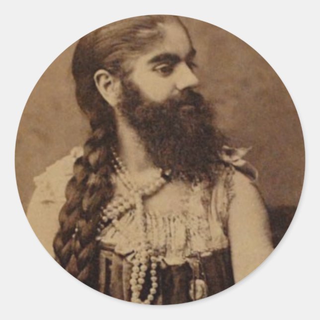 Bearded Lady Classic Round Sticker (Front)