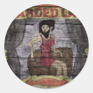 Bearded Lady Vintage Canival Banner Classic Round Sticker