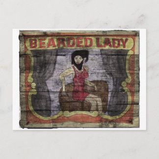 Bearded Lady Vintage Canival Banner Postcard