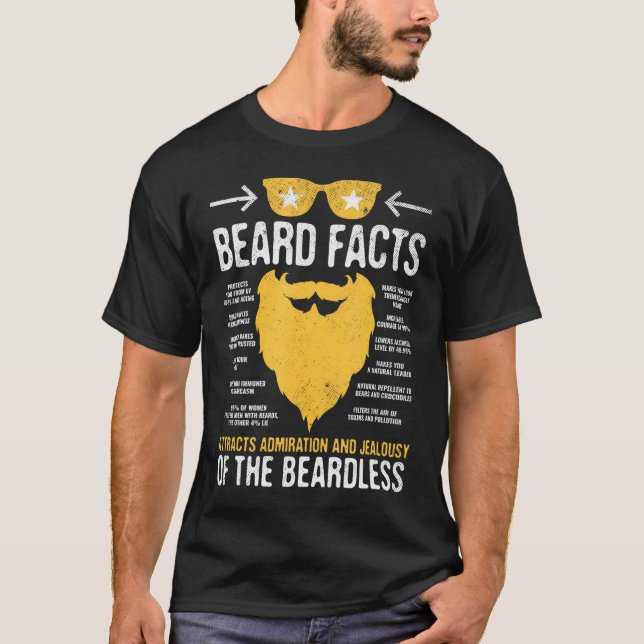 Bearded Man Funny Beard Facts           T-Shirt (Front)