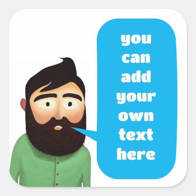 Bearded man square sticker (Front)