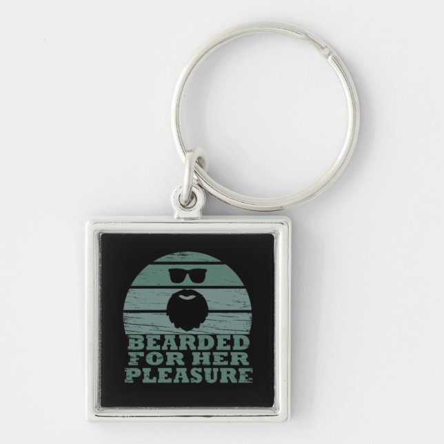 Bearded quotes funny beard sayings gifts key ring (Front)
