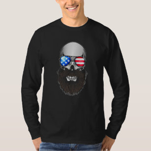Bearded Skull American Flag Glasses Sugar Skull & T-Shirt