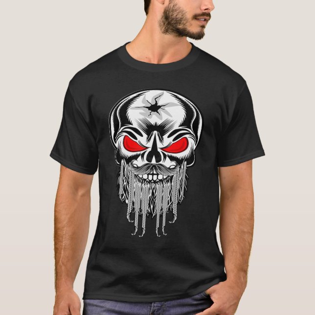 Bearded Skull  Skeleton Beard  Viking  Pirate T-Shirt (Front)