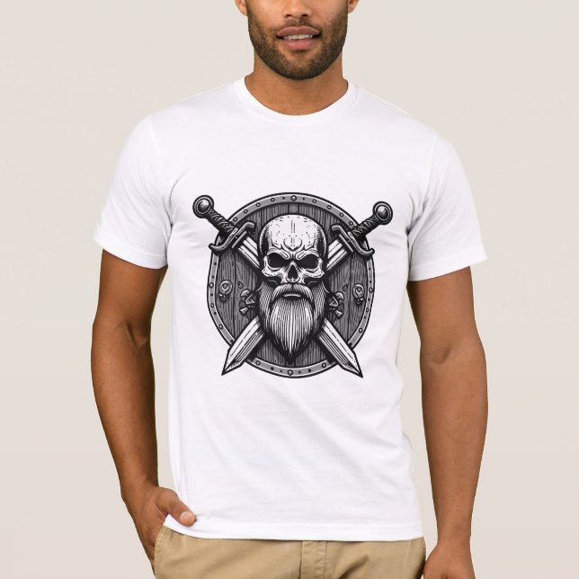 Bearded skull with swords T-Shirt (Front)
