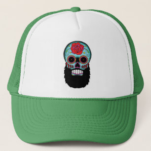Bearded Sugar Skull Trucker Hat