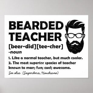 Bearded Teacher Funny Definition Personalised Poster