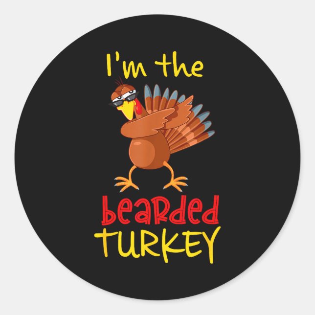 Bearded Turkey Matching Family Group Thanksgiving  Classic Round Sticker (Front)