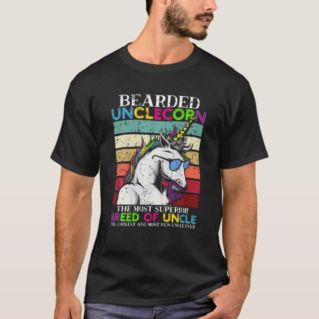 Bearded Unclecorn Uncle Unicorn Men Funny T-Shirt (Front)