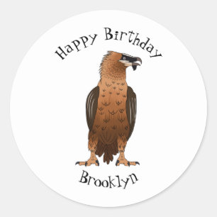 Bearded Vulture cartoon illustration Classic Round Sticker