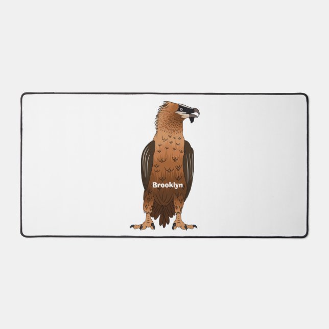 Bearded Vulture cartoon illustration Desk Mat (Front)