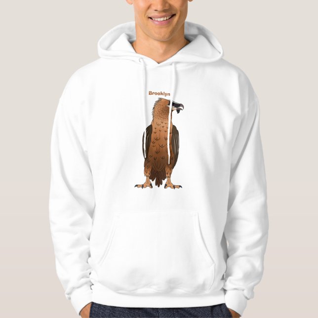 Bearded Vulture cartoon illustration Hoodie (Front)