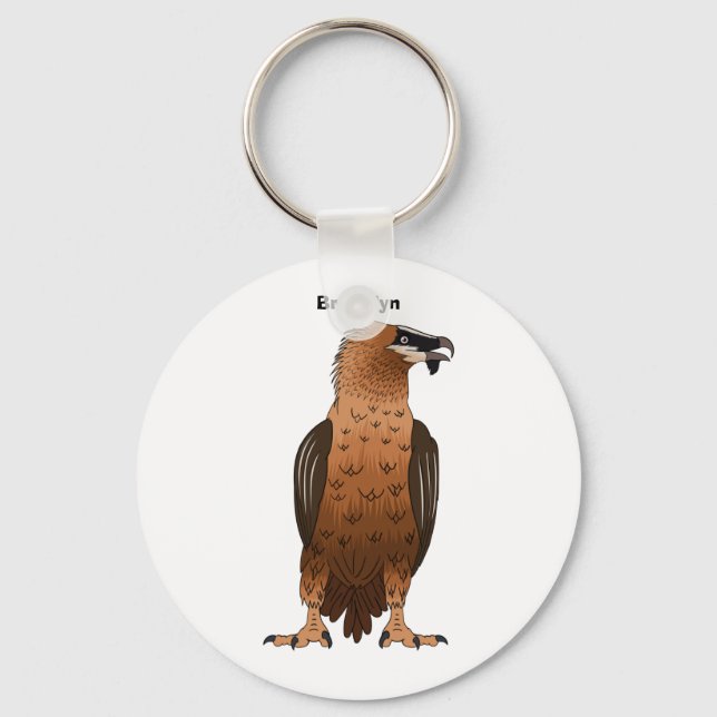 Bearded Vulture cartoon illustration Key Ring (Front)
