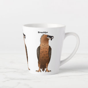 Bearded Vulture cartoon illustration Latte Mug