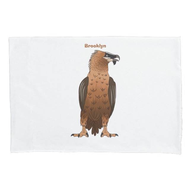 Bearded Vulture cartoon illustration Pillowcase (Front)