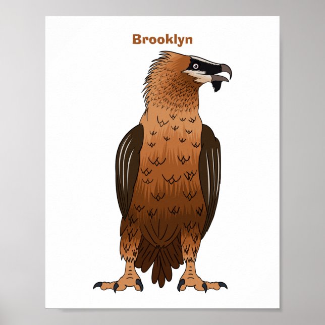 Bearded Vulture cartoon illustration Poster (Front)