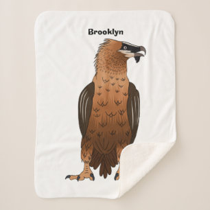 Bearded Vulture cartoon illustration Sherpa Blanket