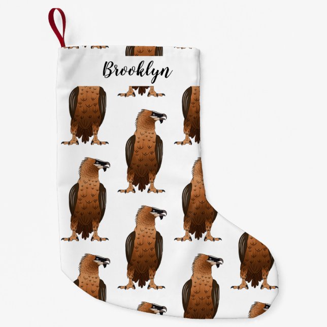 Bearded Vulture cartoon illustration Small Christmas Stocking (Front)