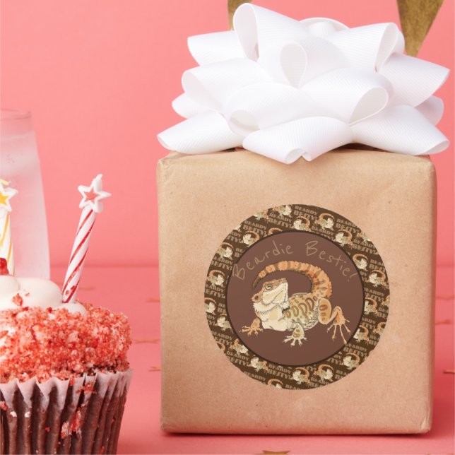 Beardie Bestie!  Classic Round Sticker (Party)