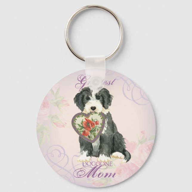 Beardie Heart Mum Key Ring (Front)