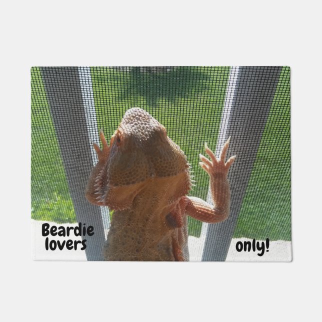 Beardie lovers only Funny Bearded Dragon Print Doormat (Front)