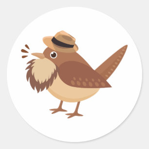 Bearding Birding Bird with Brown Beard Sticker