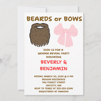 Beards or Bows Gender Reveal Invitation