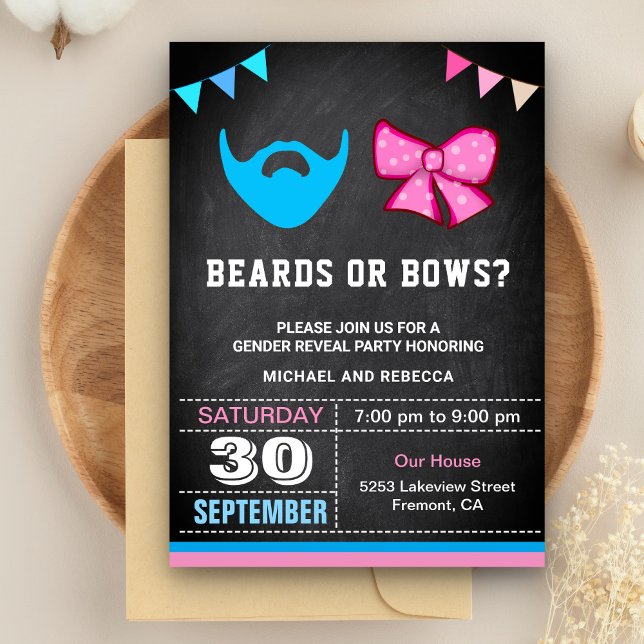 Beards or Bows Gender Reveal Party Invitation (Creator Uploaded)