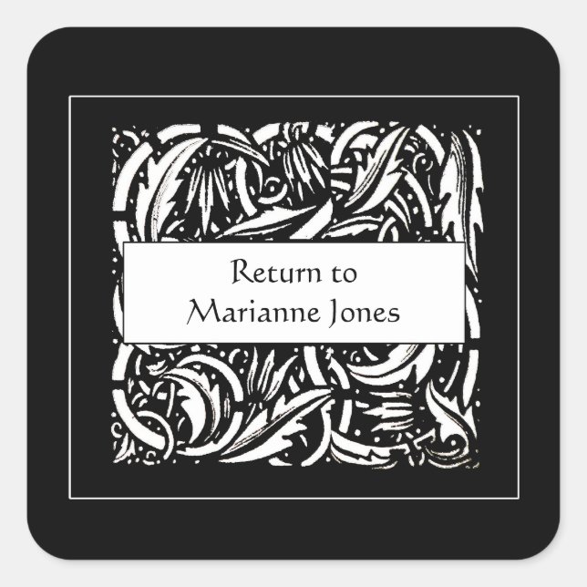 Beardsley Acanthus Leaf Bookplate Square Sticker (Front)