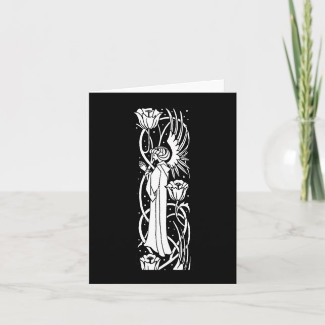Beardsley Angel & Poppies Note Card (Front)