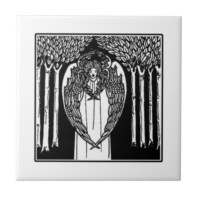 Beardsley Art Nouveau Angel Ceramic Tile (Front)