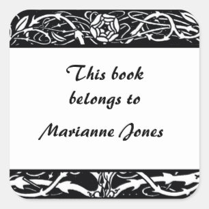 Beardsley Border Elegant Bookplate Square Sticker